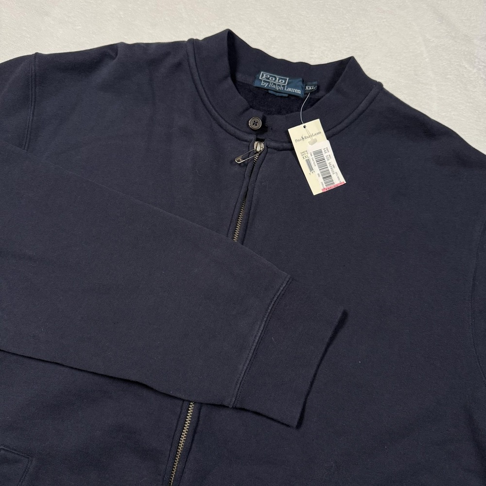 Polo Ralph Lauren Sweatshirt Mens 2XL Navy‎ Blue Full Zip Mock Neck Fleece USA